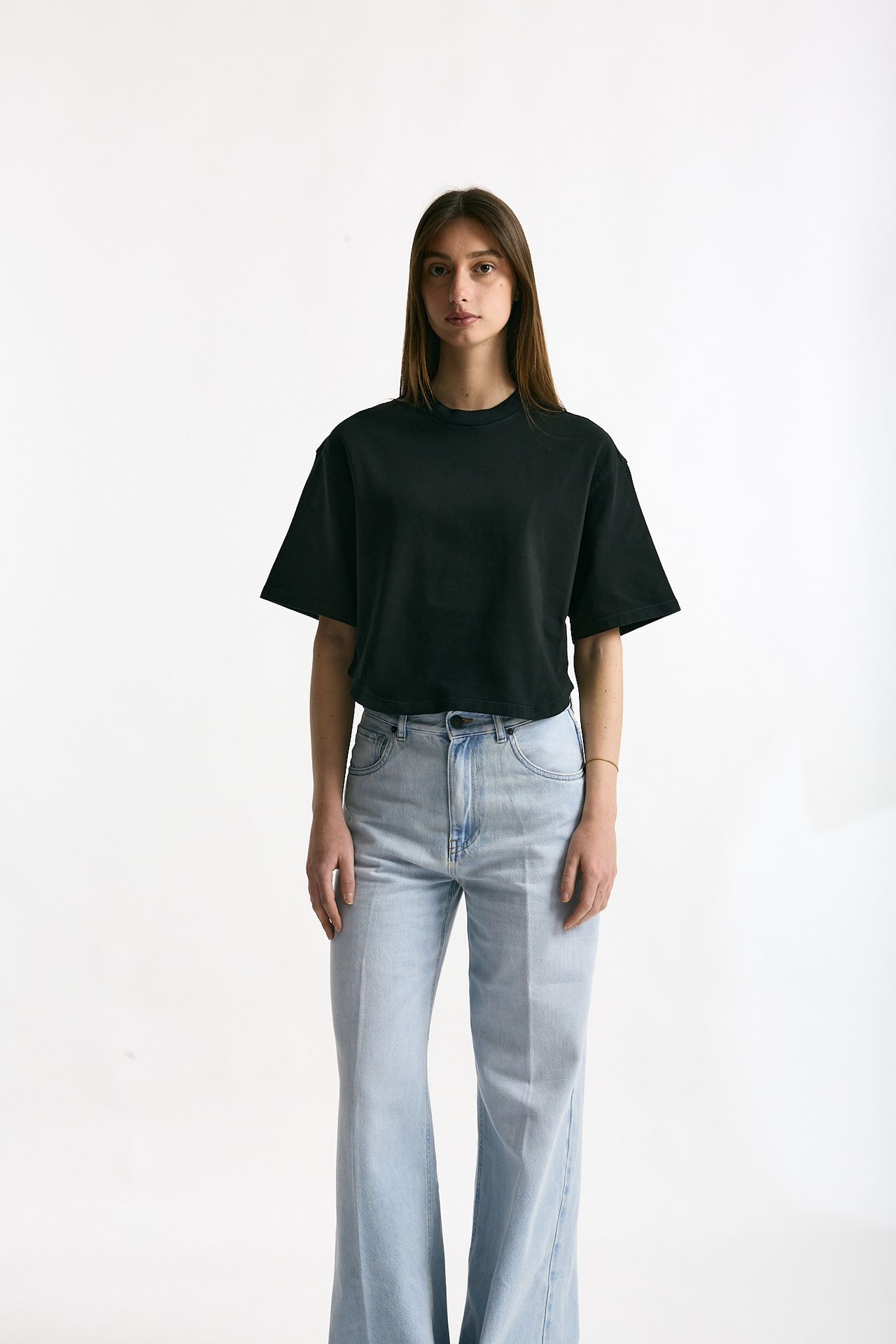 T-shirt crop nero donna Grifoni - 1