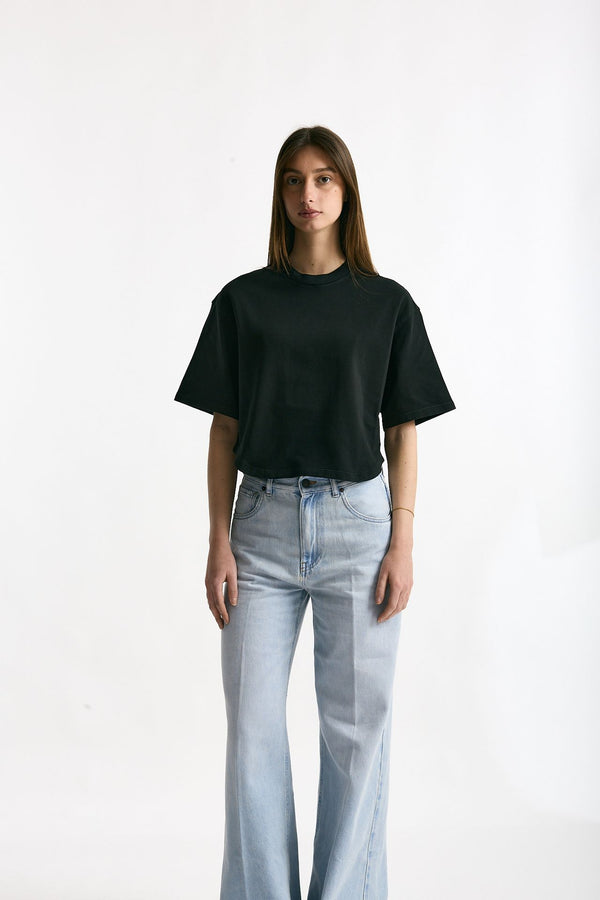 T-shirt crop nero donna Grifoni