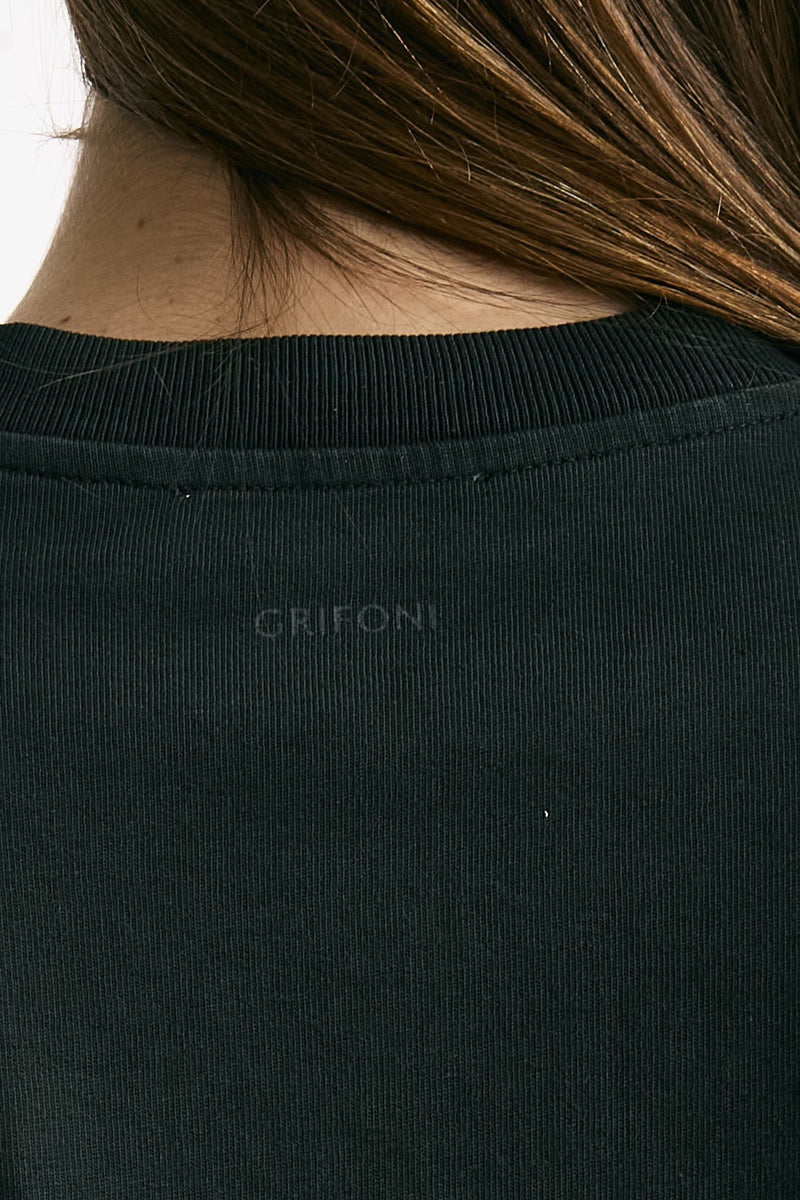 T-shirt crop nero donna Grifoni - 4