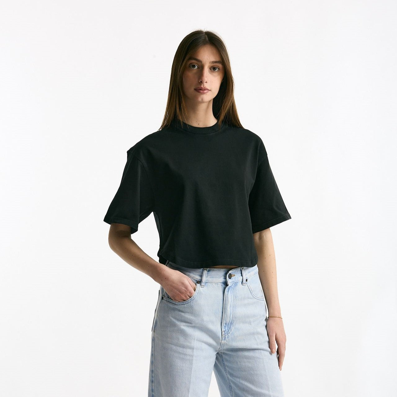T-shirt crop nero donna Grifoni - 5
