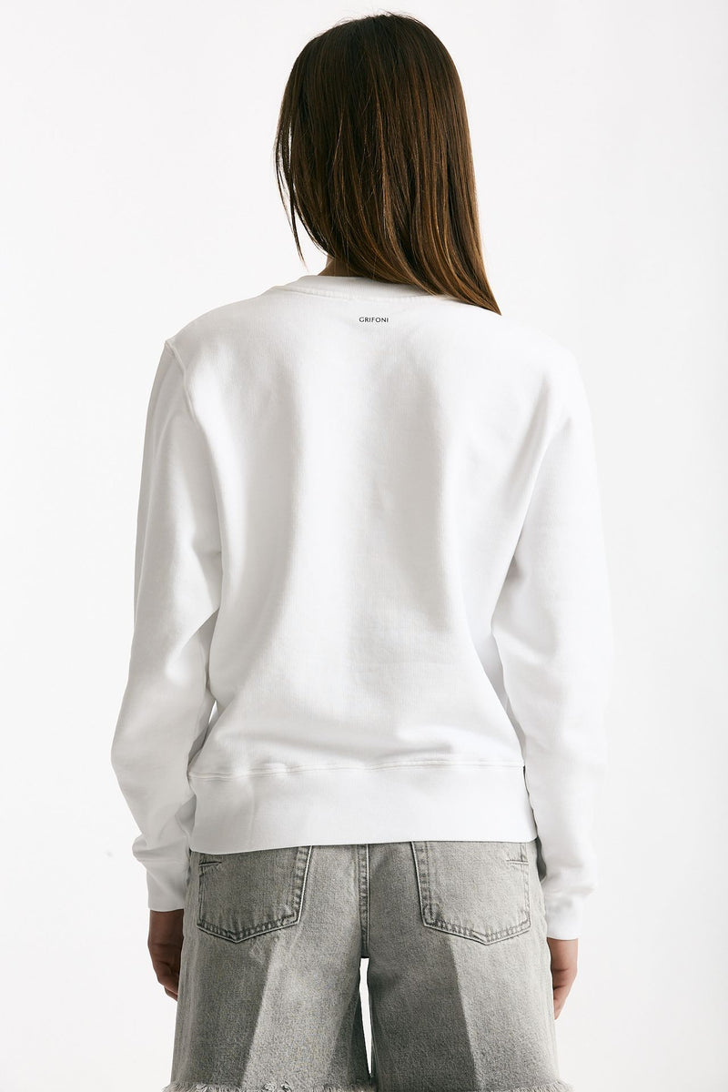 Felpa girocollo bianco donna Grifoni - 3