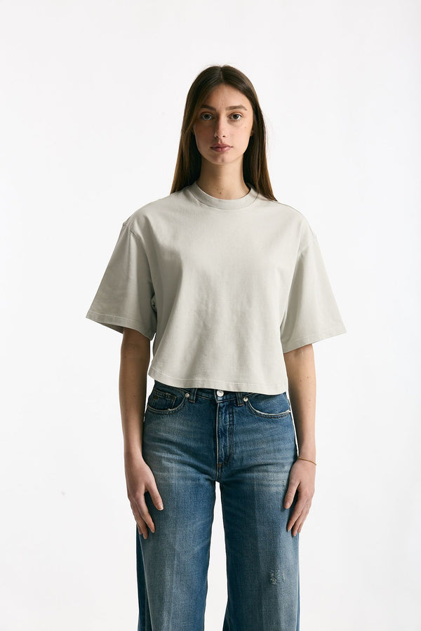 T-shirt crop grigio lavato donna Grifoni