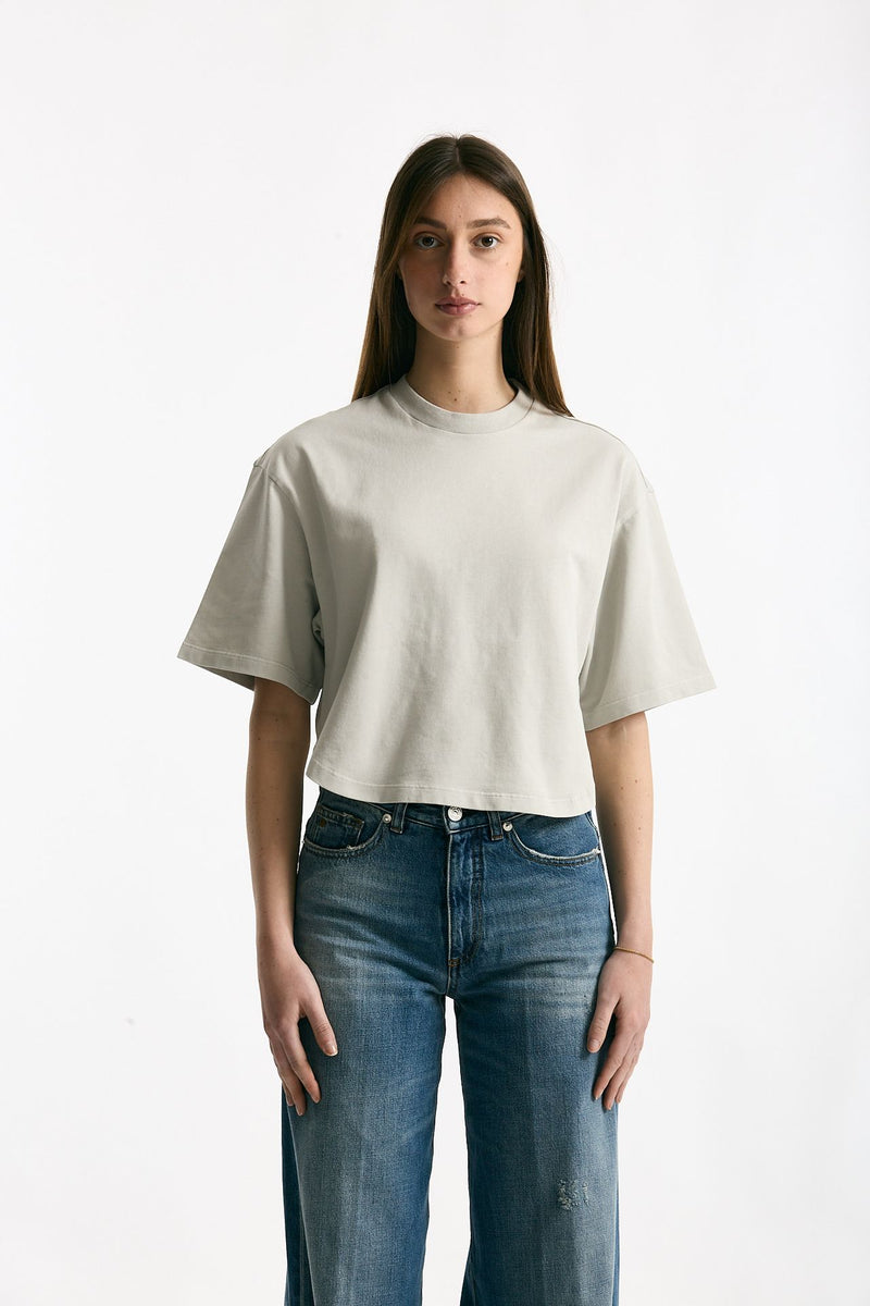 T-shirt crop grigio lavato donna Grifoni - 1