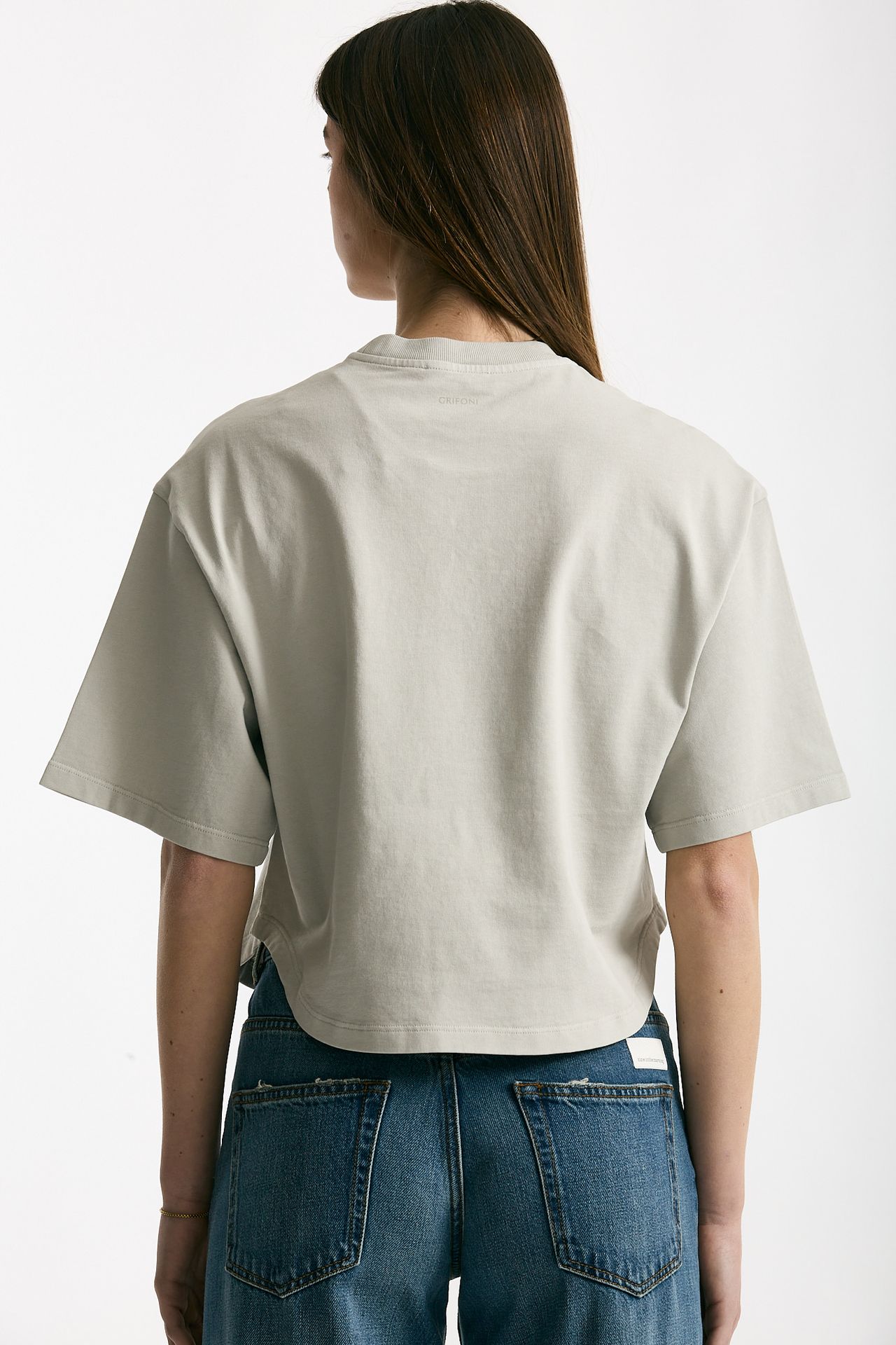 T-shirt crop grigio lavato donna Grifoni - 3
