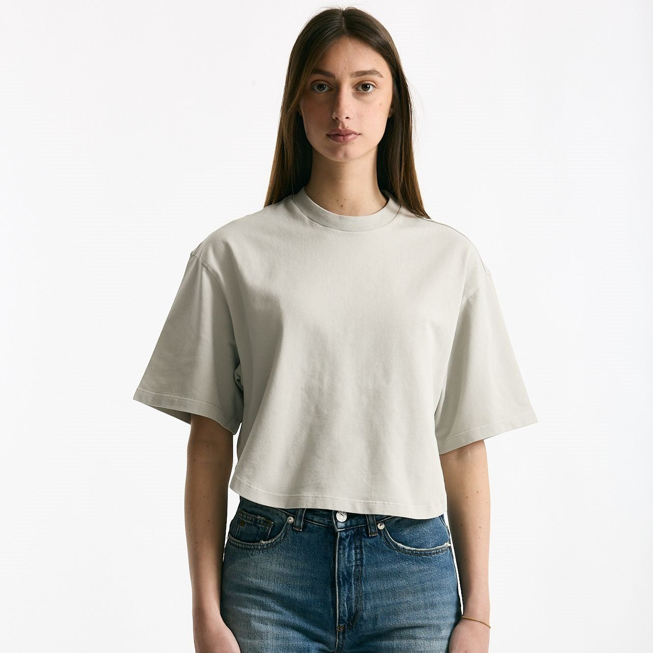 T-shirt crop grigio lavato donna Grifoni - 6