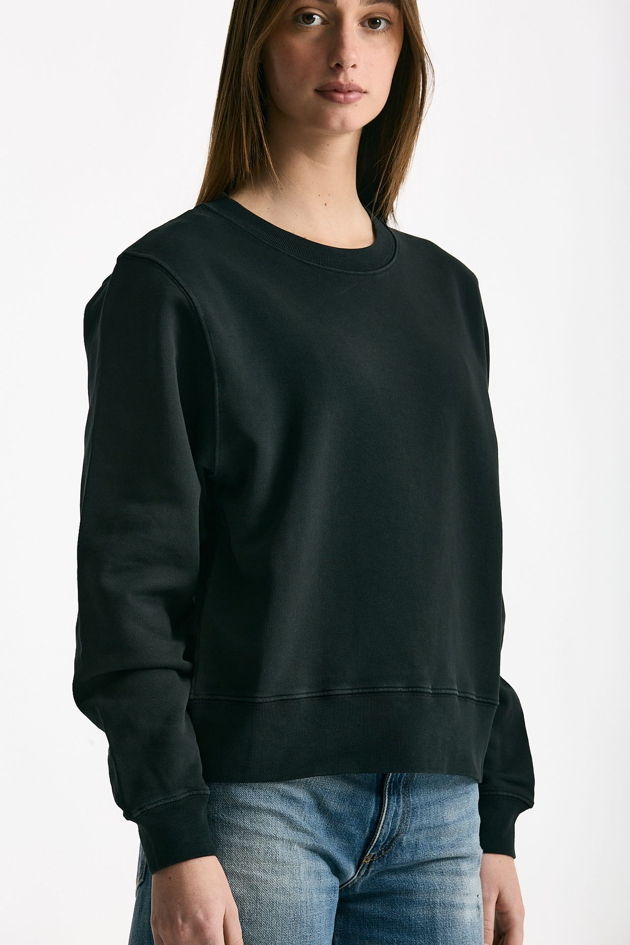Felpa girocollo nero lavato donna Grifoni - 4