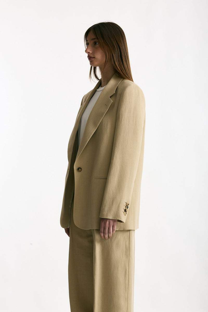 Blazer in viscosa e lino beige donna Grifoni - 2