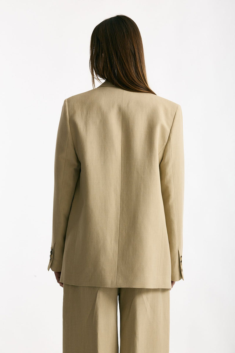 Blazer in viscosa e lino beige donna Grifoni - 3