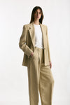 Blazer in viscosa e lino beige donna Grifoni - 4