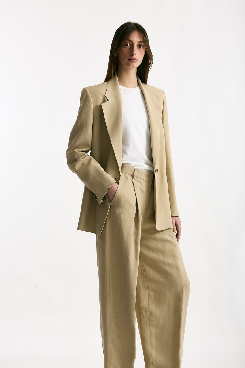 Blazer in viscosa e lino beige donna Grifoni - 4