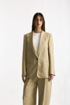 Blazer in viscosa e lino beige donna Grifoni - 5