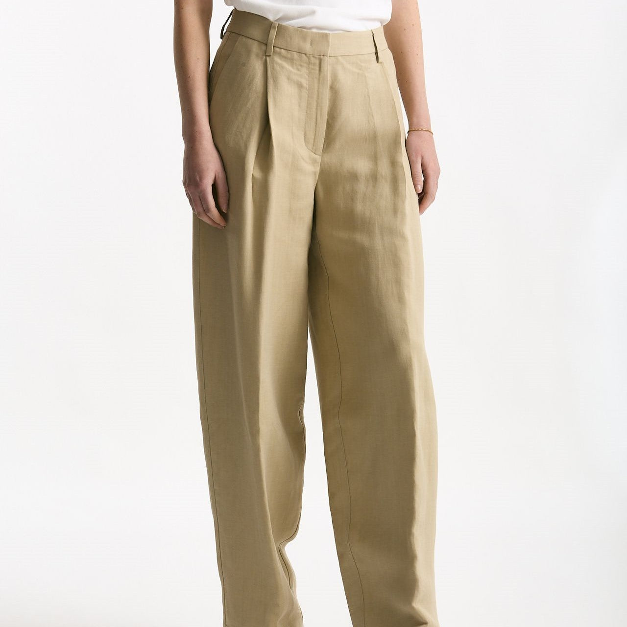 Pantalone in viscosa e lino beige donna Grifoni - 6
