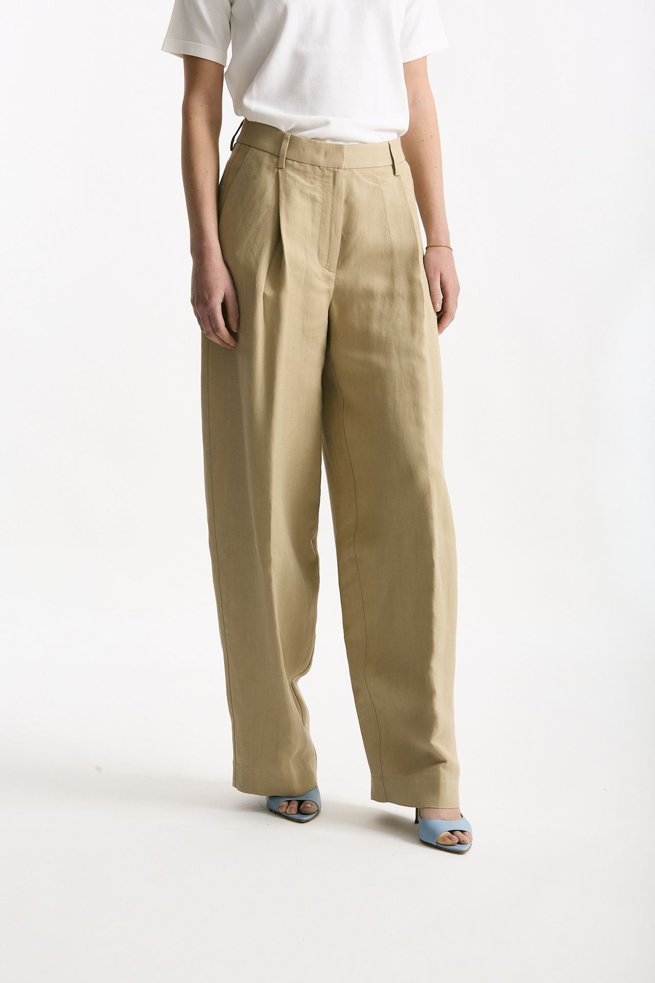 Pantalone in viscosa e lino beige donna Grifoni - 3