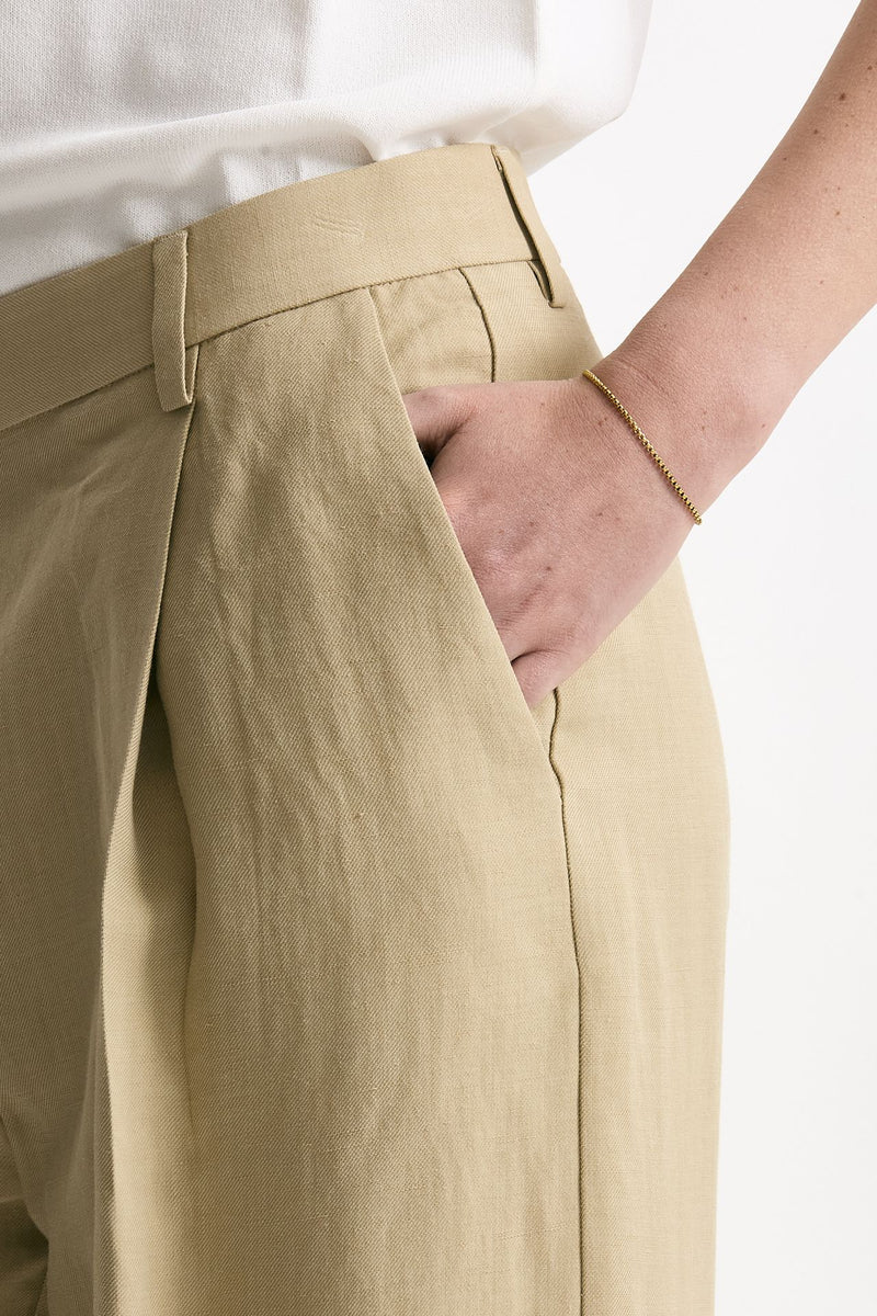 Pantalone in viscosa e lino beige donna Grifoni - 4