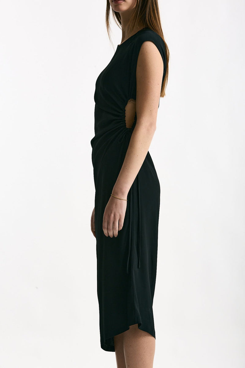 Abito midi in seta nero donna Grifoni - 2
