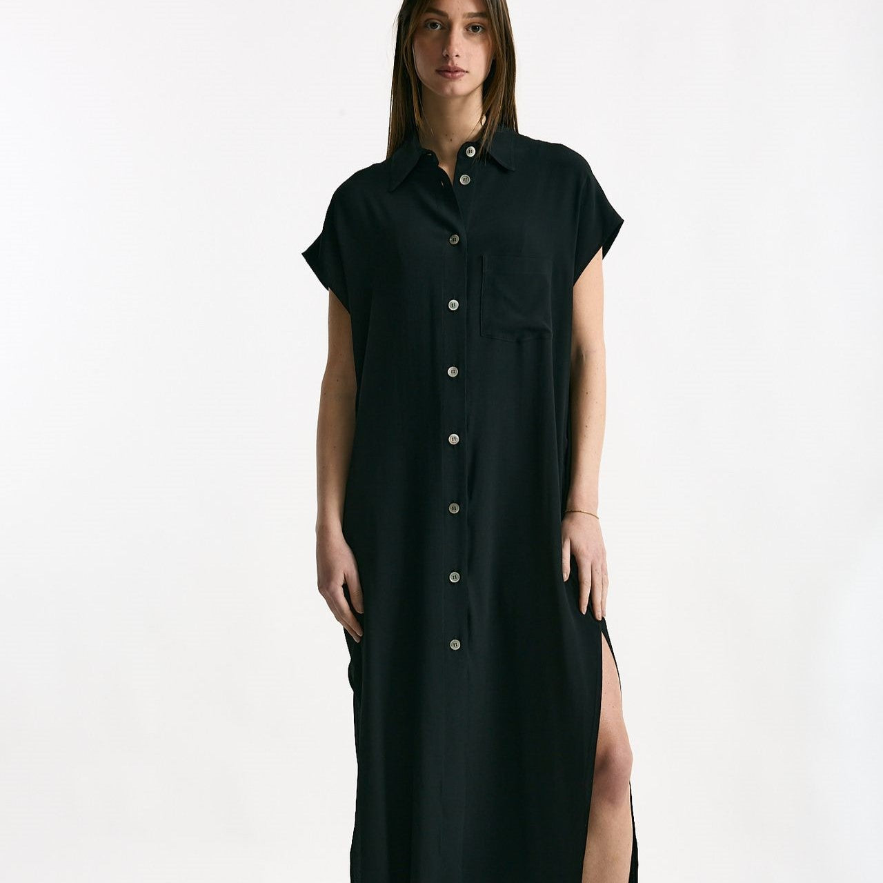 Abito over in seta nero donna Grifoni - 7