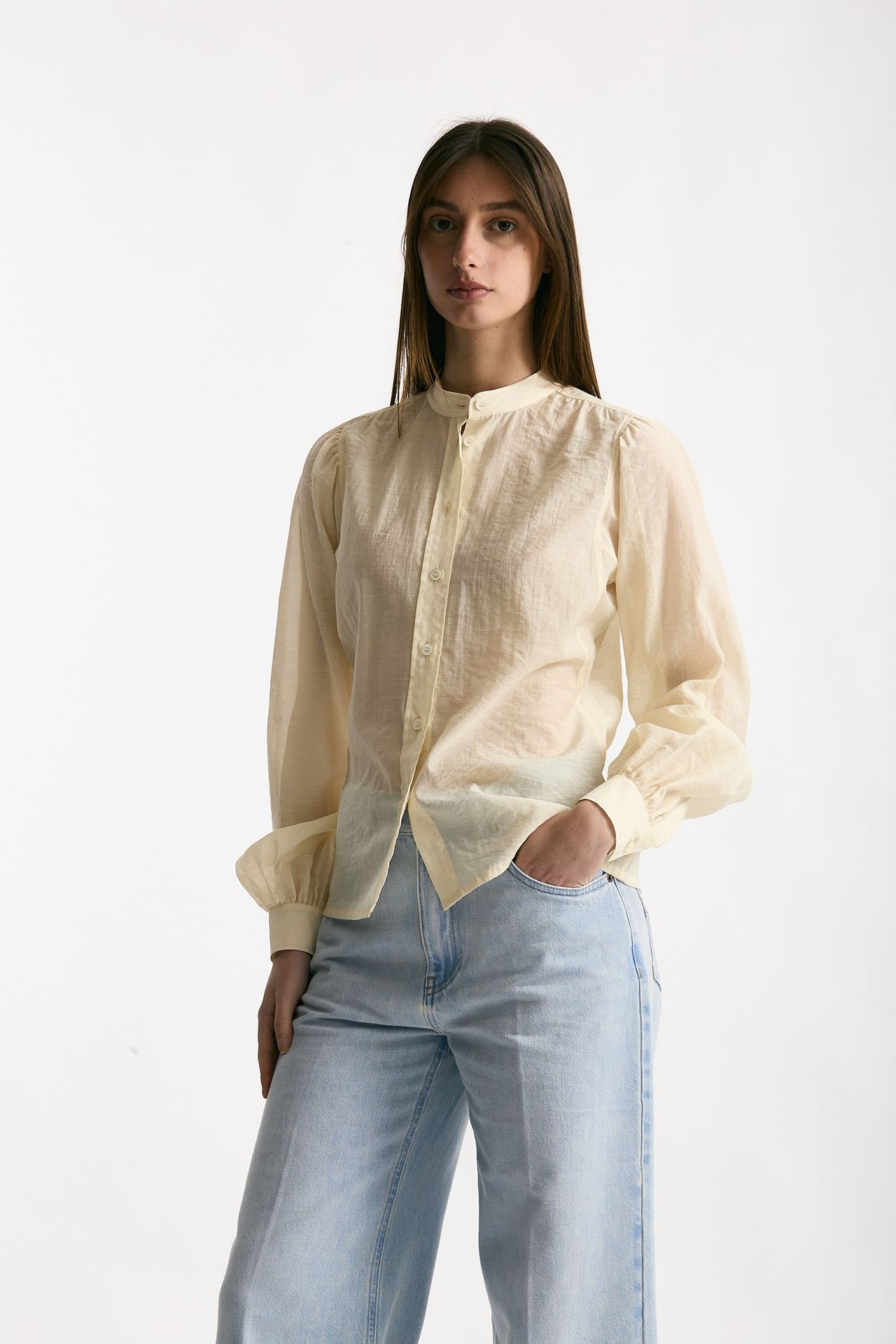 Camicia in mussolina di cotone panna donna Grifoni - 1