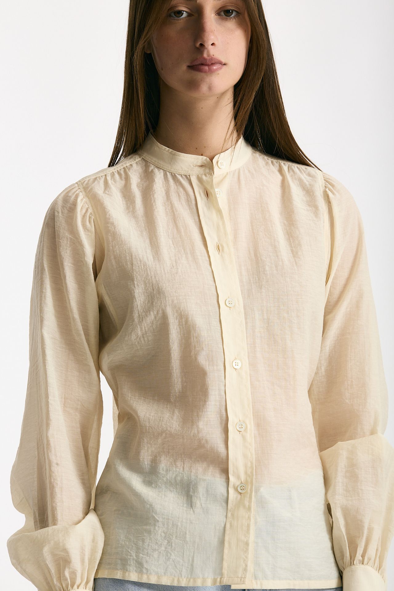 Camicia in mussolina di cotone panna donna Grifoni - 4