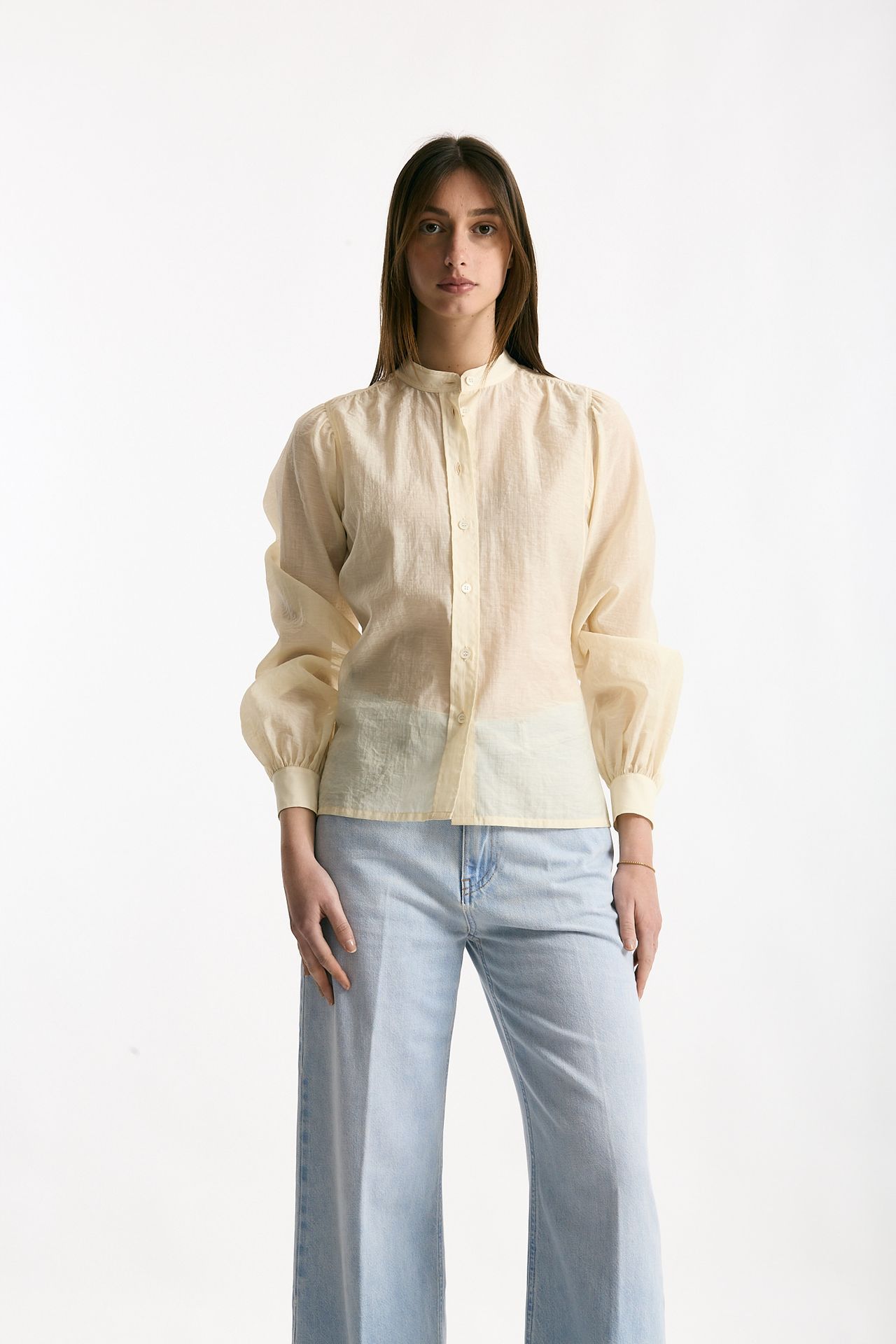 Camicia in mussolina di cotone panna donna Grifoni - 6