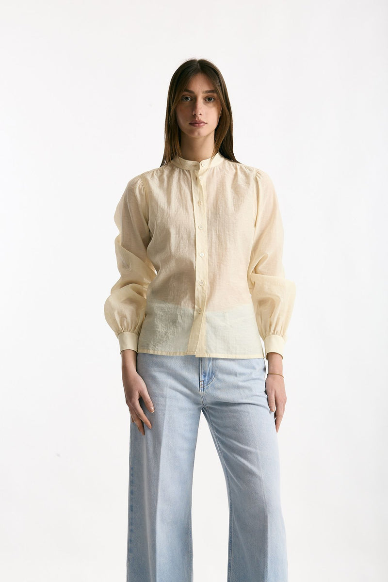 Camicia in mussolina di cotone panna donna Grifoni - 6