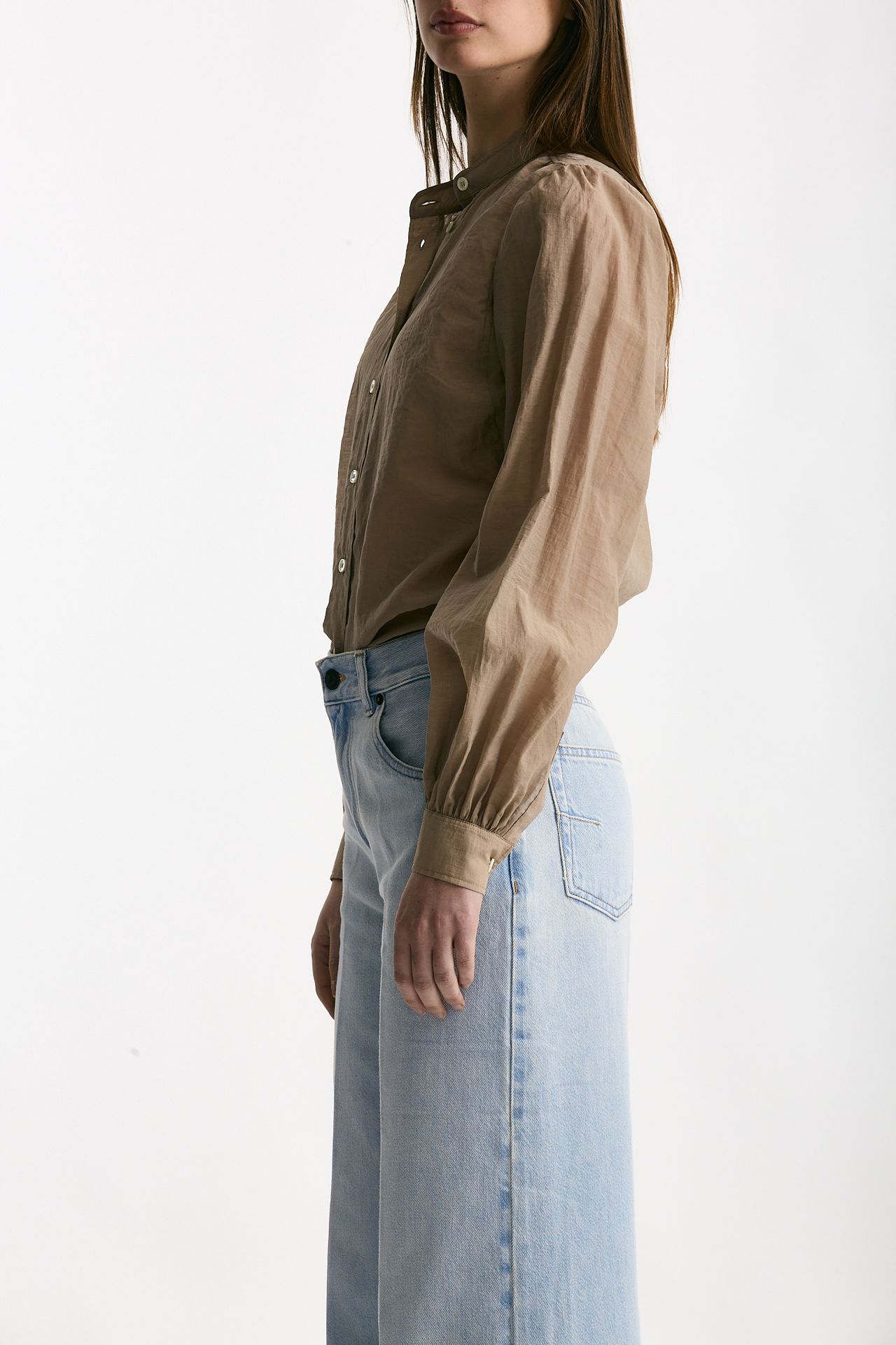 Camicia in mussolina di cotone sabbia scuro donna Grifoni - 3