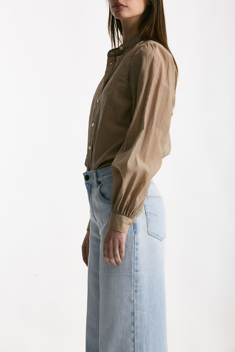 Camicia in mussolina di cotone sabbia scuro donna Grifoni - 3