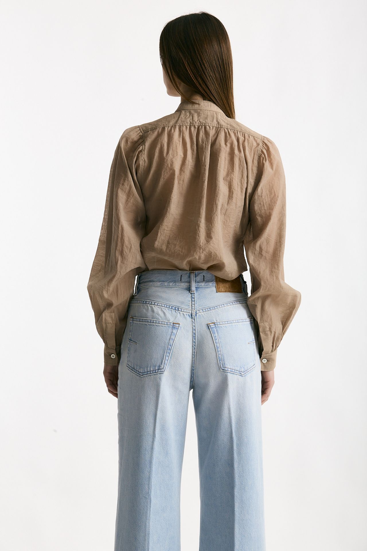 Camicia in mussolina di cotone sabbia scuro donna Grifoni - 4
