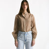 Camicia in mussolina di cotone sabbia scuro donna Grifoni - 6