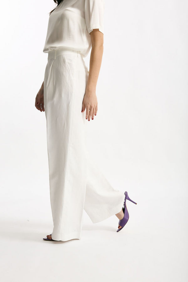 Pantalone palazzo bianco vita alta donna Grifoni