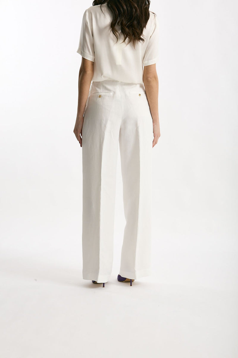Pantalone palazzo bianco vita alta donna Grifoni - 5
