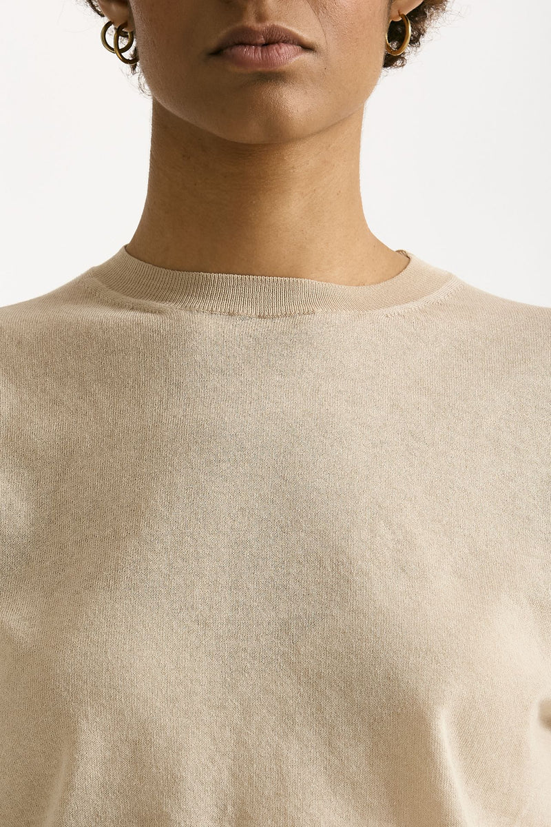 Maglia girocollo in cotone beige donna Grifoni - 4