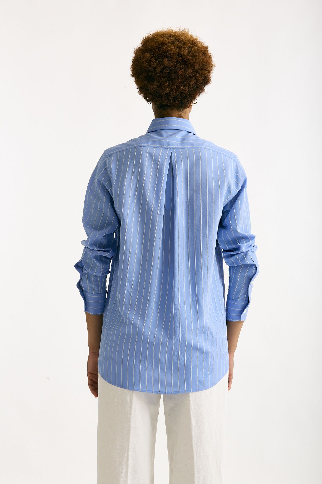 Camicia over azzurro con riga donna Grifoni - 2