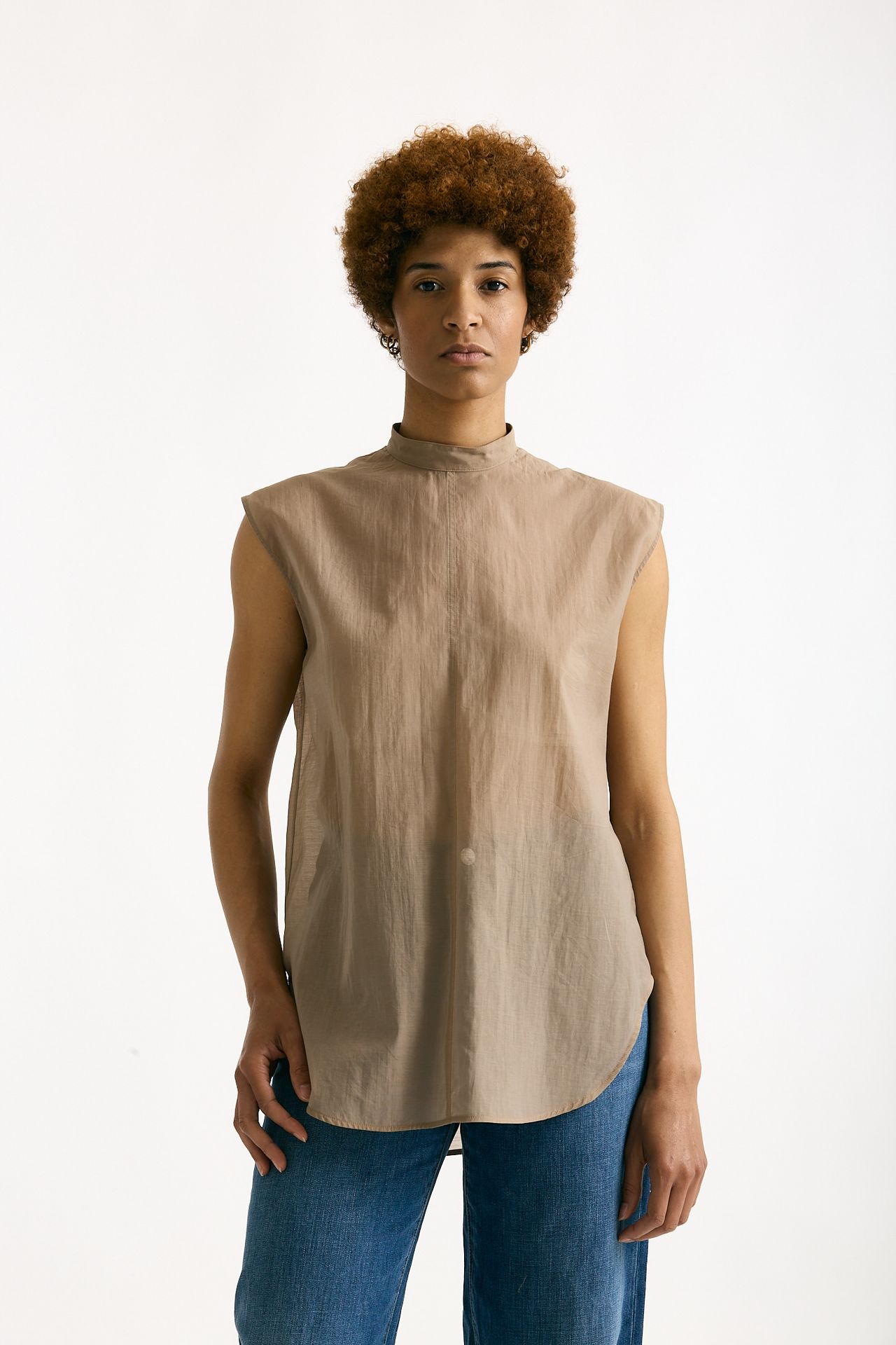 Camicia in mussola di cotone cammello donna Grifoni - 1