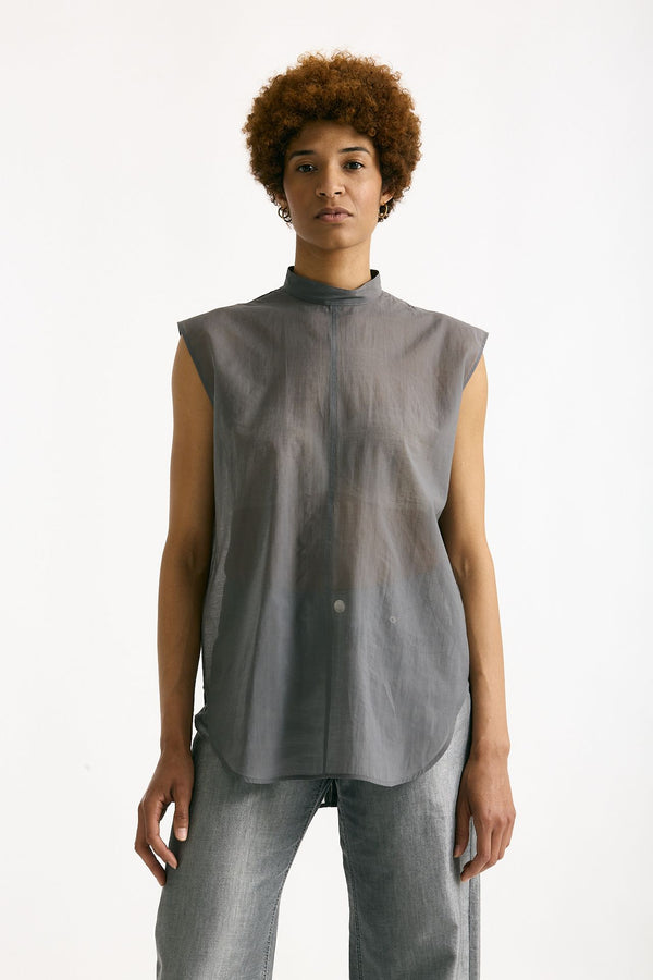 Camicia in mussola di cotone grigio donna Grifoni