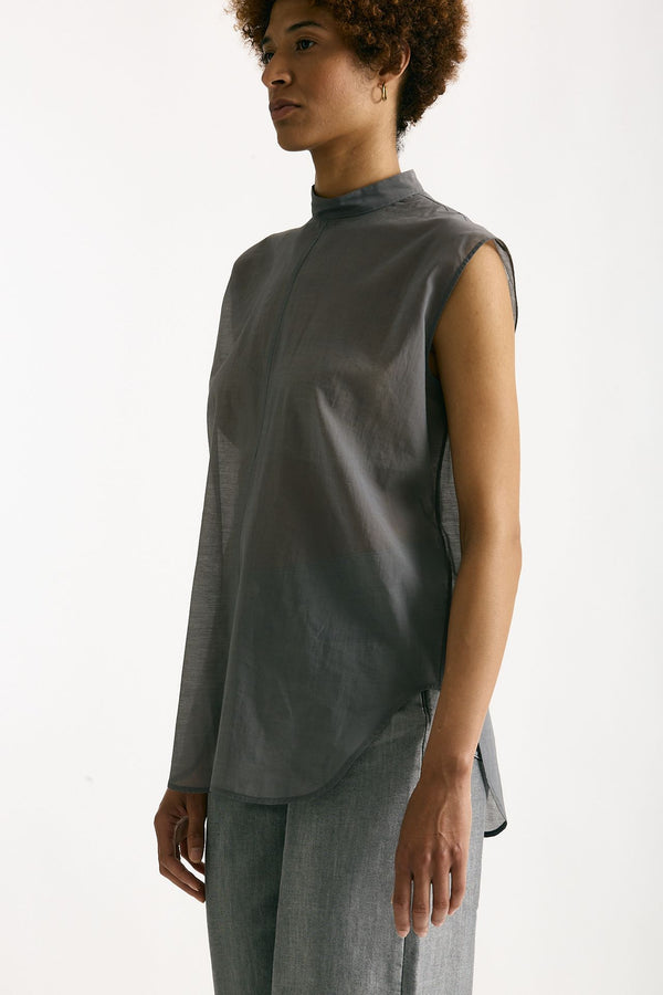 Camicia in mussola di cotone grigio donna Grifoni