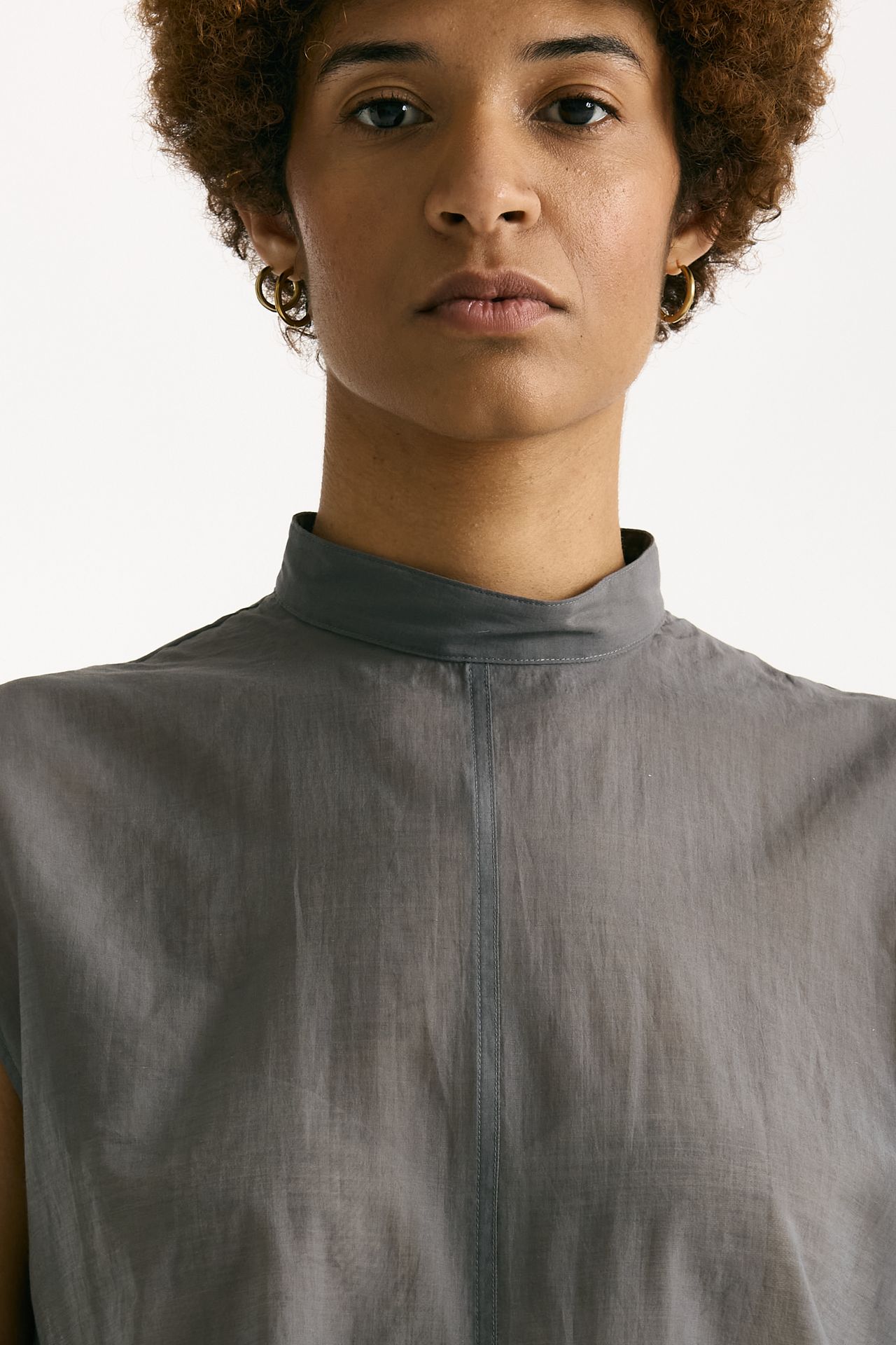 Camicia in mussola di cotone grigio donna Grifoni - 5
