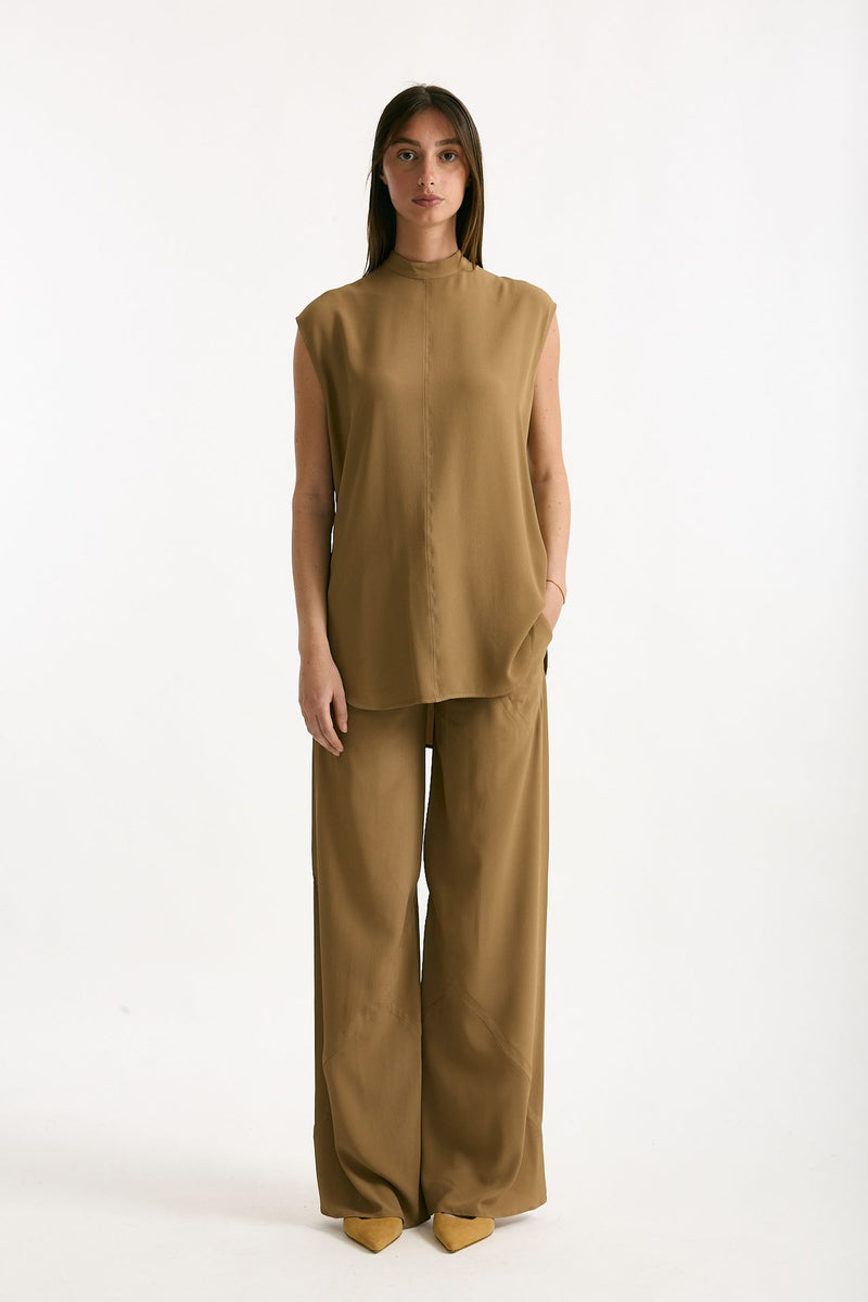Pantalone fluido cammello donna Grifoni - 1