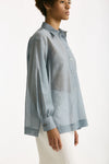 Camicia in mussolina di cotone azzurro polvere donna Grifoni - 2