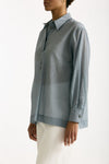 Camicia in mussolina di cotone azzurro polvere donna Grifoni - 4