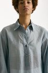 Camicia in mussolina di cotone azzurro polvere donna Grifoni - 5