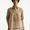 Camicia in mussolina di cotone beige donna Grifoni - 7