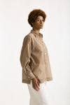 Camicia in mussolina di cotone beige donna Grifoni - 4
