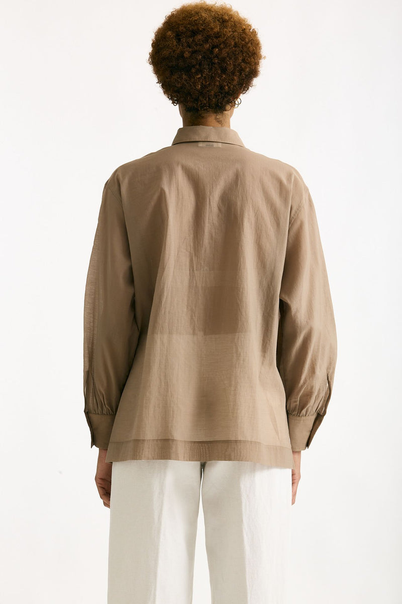 Camicia in mussolina di cotone beige donna Grifoni - 3