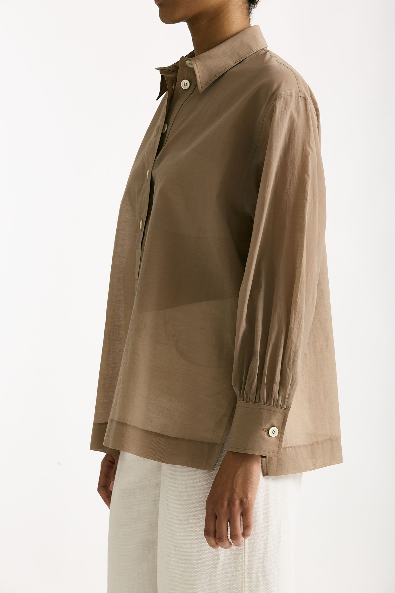 Camicia in mussolina di cotone beige donna Grifoni - 1
