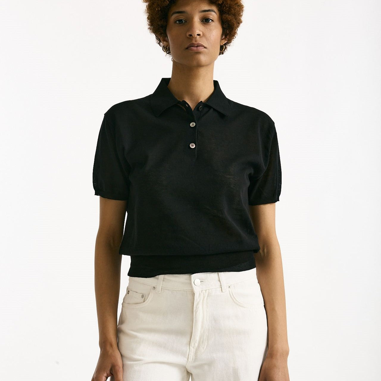 Polo in cotone nero donna Grifoni - 6