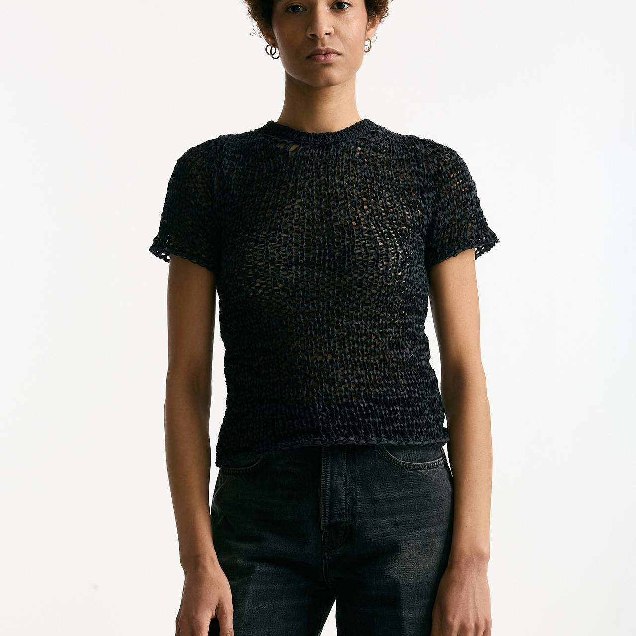 Maglia girocollo lavorata nero donna Haikure - 6