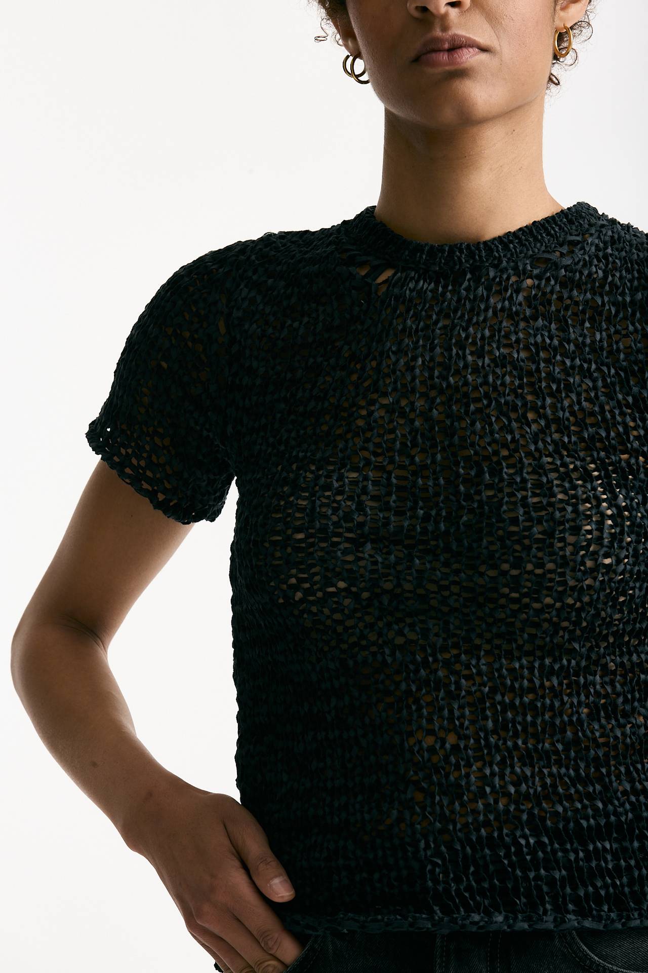 Maglia girocollo lavorata nero donna Haikure - 5