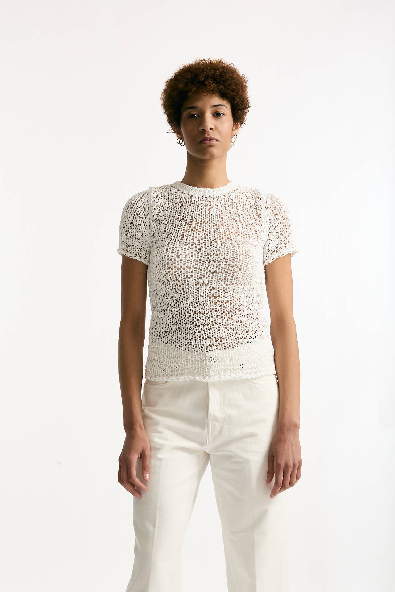 Maglia girocollo lavorata bianco donna Haikure - 1