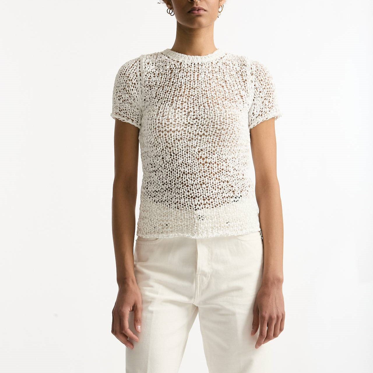 Maglia girocollo lavorata bianco donna Haikure - 6