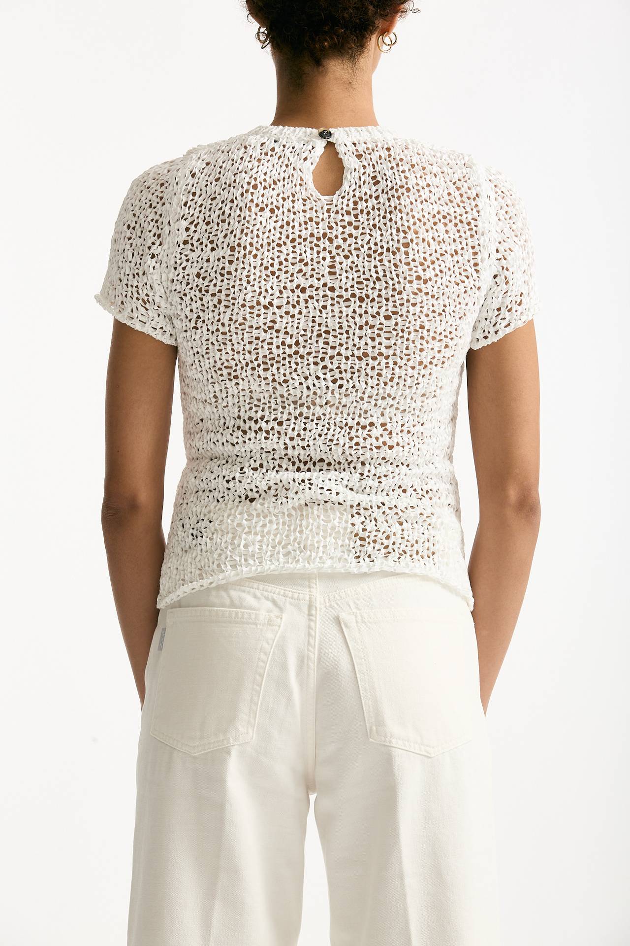 Maglia girocollo lavorata bianco donna Haikure - 4